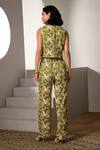 Shop_Label Deepika Nagpal_Green Mesh Embroidery Crew Neck Pine Noa Co-ord Set _at_Aza_Fashions