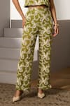 Buy_Label Deepika Nagpal_Green Mesh Embroidery Crew Neck Pine Noa Co-ord Set 