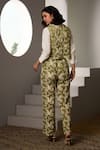 Shop_Label Deepika Nagpal_Green Mesh Embroidery V-neck Lumi Co-ord Set  _at_Aza_Fashions