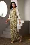 Buy_Label Deepika Nagpal_Green Mesh Embroidery V-neck Lumi Co-ord Set  _Online_at_Aza_Fashions