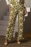 Shop_Label Deepika Nagpal_Green Mesh Embroidery V-neck Lumi Co-ord Set  _Online_at_Aza_Fashions