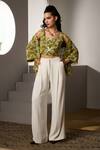 Buy_Label Deepika Nagpal_Green Mesh Embroidery Round Neck Elin Co-ord Set _Online_at_Aza_Fashions