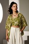 Shop_Label Deepika Nagpal_Green Mesh Embroidery Round Neck Elin Co-ord Set _Online_at_Aza_Fashions