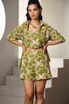 Shop_Label Deepika Nagpal_Green Mesh Embroidery Collared, Round Neck Maelis Co-ord Set  _Online_at_Aza_Fashions