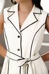 Shop_Label Deepika Nagpal_Ivory Crepe Collared Elowen Dress With Belt _Online_at_Aza_Fashions