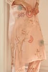 Shop_Vaayu_Peach Muslin, Cotton Embroidery, Lace, Tassels Magnolia Applique Kurta Set _Online_at_Aza_Fashions