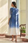 Shop_Vaayu_Blue Muslin, Cotton Embroidery Open , Round Ocean Jacket With Dress _at_Aza_Fashions