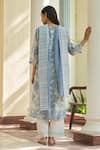 Shop_Vaayu_Blue Muslin, Cotton Keyhole Neck Powder Printed Kurta Set _at_Aza_Fashions