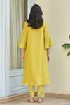 Shop_Vaayu_Yellow Muslin, Cotton Applique V-neck Daffodil Kurta Pant Set _at_Aza_Fashions
