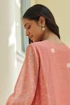 Shop_Vaayu_Pink Muslin, Cotton Round Neck Hibiscus Pintuck Co-ord Set _Online_at_Aza_Fashions