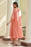 Shop_Vaayu_Pink Muslin, Cotton Round Neck Hibiscus Pintuck Co-ord Set _at_Aza_Fashions