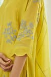 Buy_Vaayu_Yellow Muslin, Cotton Embroidery Keyhole Neck Daffodil Applique Floral Kurta Set _Online_at_Aza_Fashions