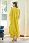 Shop_Vaayu_Yellow Muslin, Cotton Embroidery Keyhole Neck Daffodil Applique Floral Kurta Set _at_Aza_Fashions