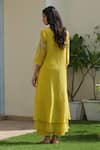 Shop_Vaayu_Yellow Muslin, Cotton Applique Round Neck Daffodil Embroidered Co-ord Set _at_Aza_Fashions
