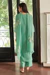 Shop_Vaayu_Green Muslin, Cotton Embroidery Round Neck Mint Applique Kurta Set _at_Aza_Fashions