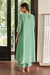 Shop_Vaayu_Green Muslin, Cotton Applique Round Neck Mint Co-ord Set _at_Aza_Fashions