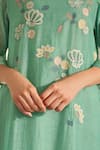 Shop_Vaayu_Green Muslin, Cotton Applique Round Neck Mint Co-ord Set _Online_at_Aza_Fashions