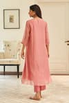 Shop_Vaayu_Pink Muslin, Cotton Applique Round Neck Peony Co-ord Set _at_Aza_Fashions