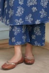 Vaayu_Blue Muslin, Cotton Round Neck Ocean Floral Co-ord Set _Online_at_Aza_Fashions