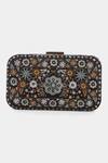Ritu Kumar_Black Embroidery, Sequins Velvet Clutch _at_Aza_Fashions