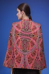 Shop_Samyukta Singhania_Multi Color Round Neck Embroidered Cape _at_Aza_Fashions