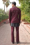 Shop_Soniya G_Wine Embroidery, Zari Sherwani Set _at_Aza_Fashions
