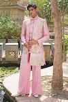 Buy_Soniya G_Pink Silk Embroidery Designer Blend Sherwani Set _at_Aza_Fashions