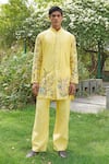 Buy_Soniya G_Yellow Silk Embroidery Designer Silk-blend Kurta Set _at_Aza_Fashions