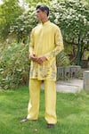 Shop_Soniya G_Yellow Silk Embroidery Designer Silk-blend Kurta Set _Online_at_Aza_Fashions