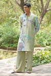 Buy_Soniya G_Green Chanderi Silk Printed Kurta Set _Online_at_Aza_Fashions