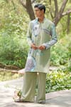 Buy_Soniya G_Green Chanderi Silk Printed Kurta Set _at_Aza_Fashions