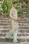 Soniya G_Mint Cotton, Silk, Linen Green Designer Kurta And Pant Set _at_Aza_Fashions