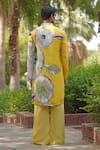 Shop_Soniya G_Yellow Satin Printed Luxe Kurta And Trouser Set _at_Aza_Fashions