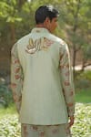 Soniya G_Green Cotton, Silk, Satin, Crepe Embroidery Designer Nehru Jacket Kurta Set _Online_at_Aza_Fashions