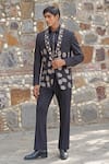 Shop_Soniya G_Black Satin Embroidery Designer Blazer Set _Online_at_Aza_Fashions