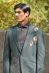 Soniya G_Green Silk, Cotton, Crepe Embroidery Forest Handwoven Suit Set _Online_at_Aza_Fashions