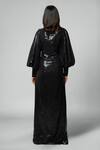 Shop_Emblaze_Black Georgette Sequins V-neck Designer Gown _at_Aza_Fashions