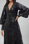 Shop_Emblaze_Black Georgette Sequins V-neck Designer Gown _Online_at_Aza_Fashions