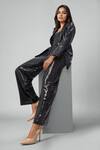Emblaze_Black Georgette Sequins Open , Square Jacket Pant Set _Online_at_Aza_Fashions