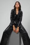 Shop_Emblaze_Black Georgette Sequins Open , Square Jacket Pant Set _Online_at_Aza_Fashions