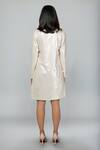 Shop_Emblaze_White Georgette Sequins Collared Blazer Dress _at_Aza_Fashions