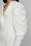 Emblaze_White Georgette Sequins Collared Blazer Dress _Online_at_Aza_Fashions