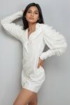 Shop_Emblaze_White Georgette Sequins Collared Blazer Dress _Online_at_Aza_Fashions