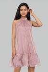 Buy_Emblaze_Mauve Organza Halter Neck Designer Dress _at_Aza_Fashions