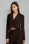 Shop_Emblaze_Brown Viscose, Knit Blazer And Pant Set _Online_at_Aza_Fashions
