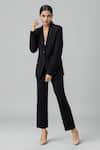Buy_Emblaze_Black Viscose, Knit Blazer And Pant Set _at_Aza_Fashions