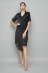 Buy_Emblaze_Black Modal Collared Satin Designer Dress _at_Aza_Fashions