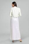 Shop_Emblaze_White Georgette, Viscose, Knit Round Neck Slip Dress And Blazer Set _at_Aza_Fashions