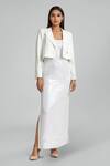 Buy_Emblaze_White Georgette, Viscose, Knit Round Neck Slip Dress And Blazer Set _at_Aza_Fashions