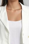 Buy_Emblaze_White Georgette, Viscose, Knit Round Neck Slip Dress And Blazer Set 